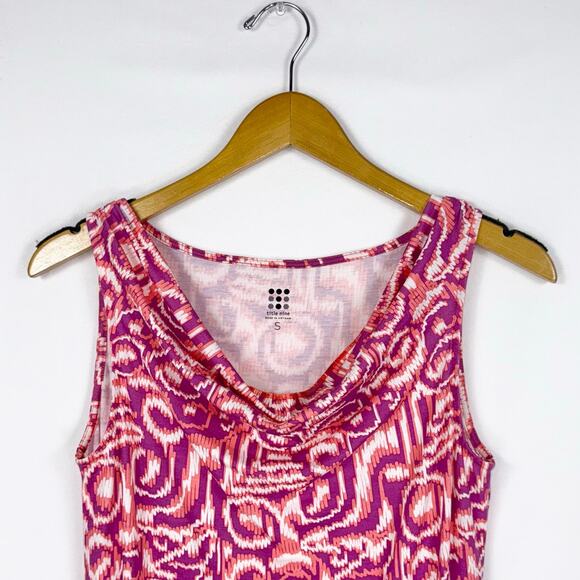 Title Nine Women's Breeze Ikat Cowl Neck Knit Dress Small Pink Sleeveless - Picture 2 of 13
